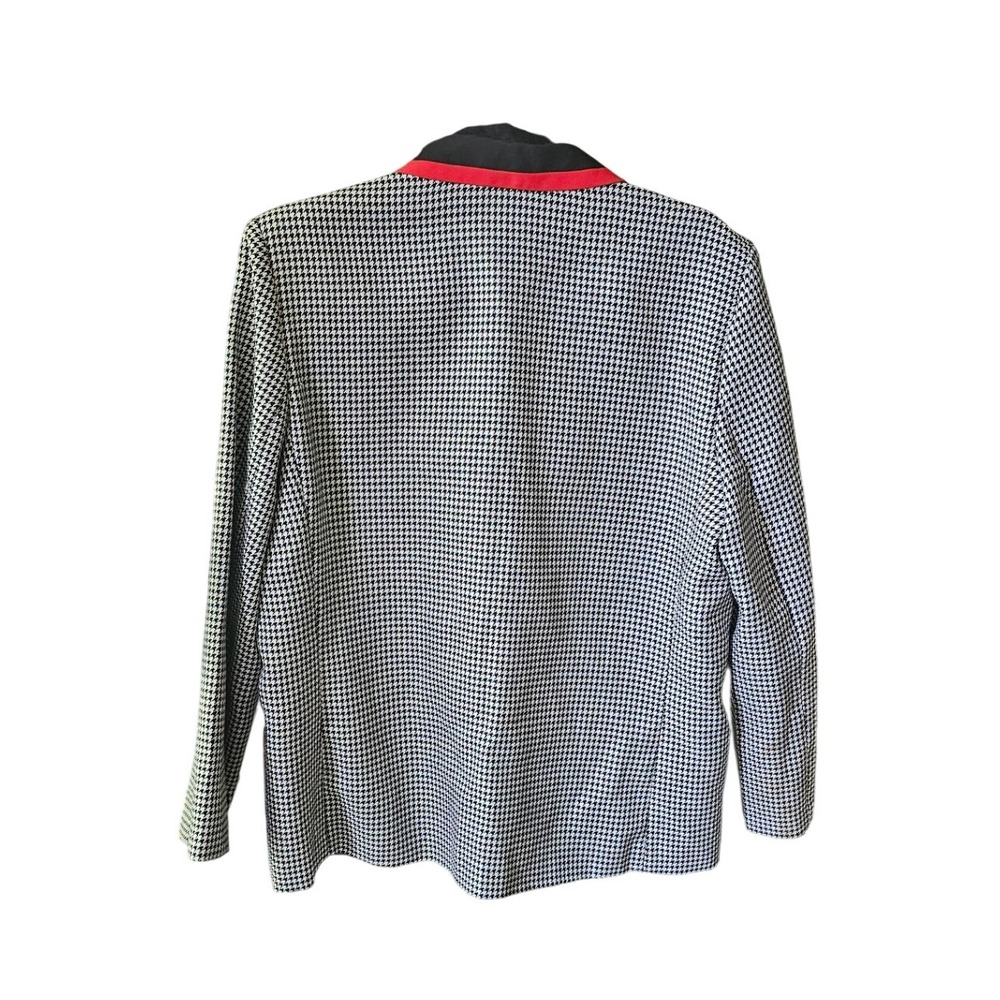 Vintage Houndstooth Blazer Red Black Trim Double Breasted Jacket‎ Size 18 - Picture 4 of 5